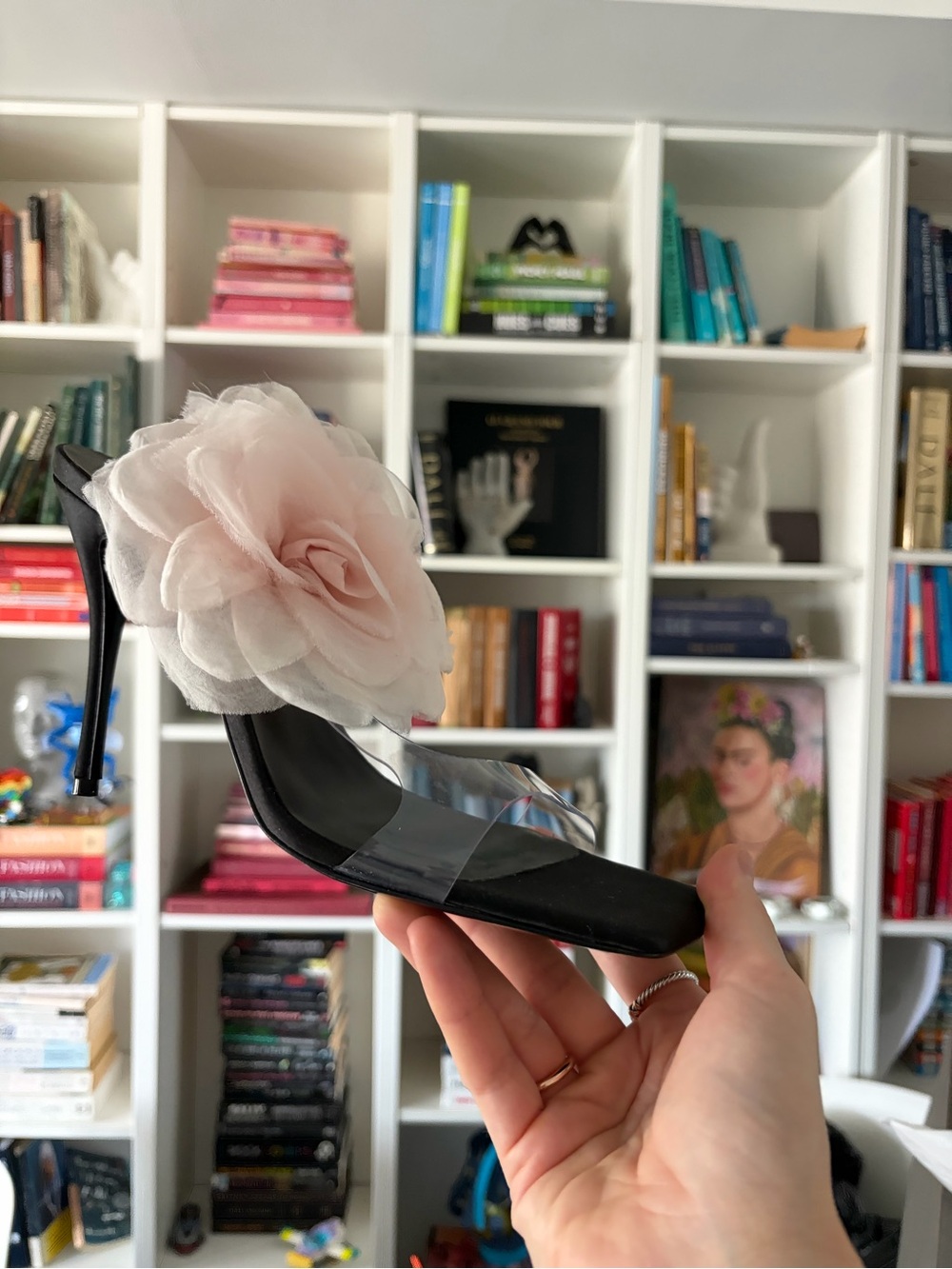 Magda Butrym Black Heel with Blush Pink Flower